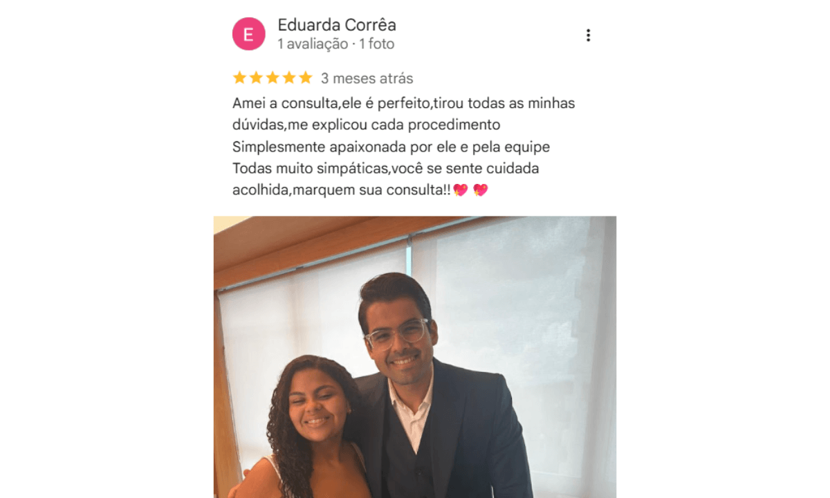 Avaliação de paciente no Google