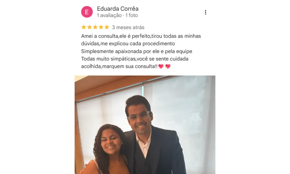 Avaliação de paciente no Google